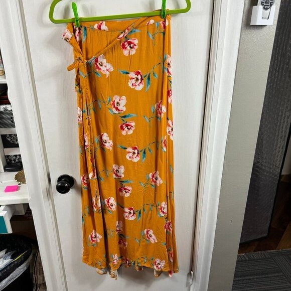 Sugar Lips yellow floral wrap maxi skirt. - Picture 1 of 5